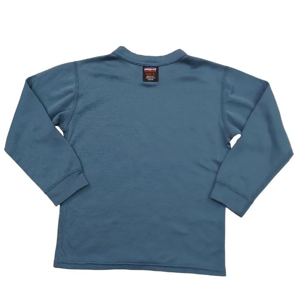 Patagonia Capilene  Kids Small Green Base Layer Long Sleeve Crew Neck